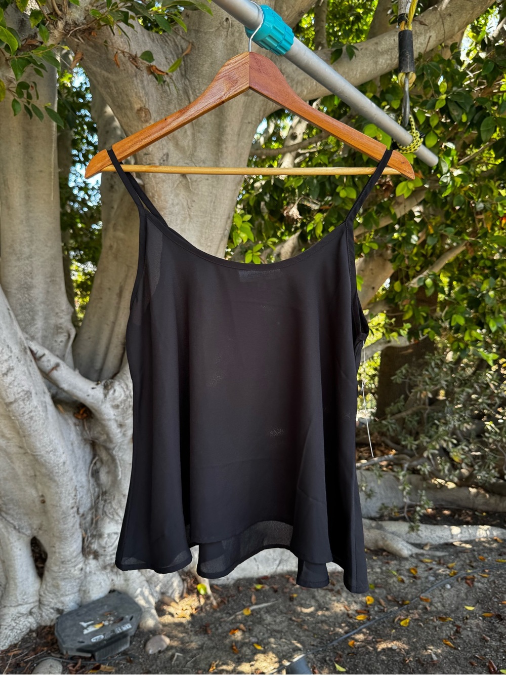 Active USA Black Chiffon Swing Tank Top Size Medium NWT Flowy Camisole Y2K